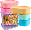 Silicone Bento Box 6 Pack - Leakproof Reusable Lunch Containers