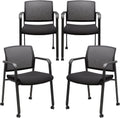 CLATINA Mesh Back Guest Reception Arm Chairs with Wheels - Ergonomic