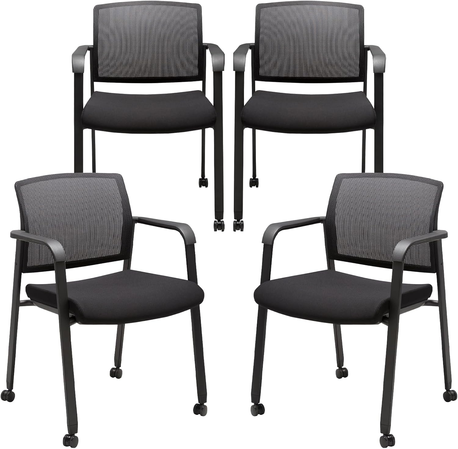 CLATINA Mesh Back Guest Reception Arm Chairs with Wheels