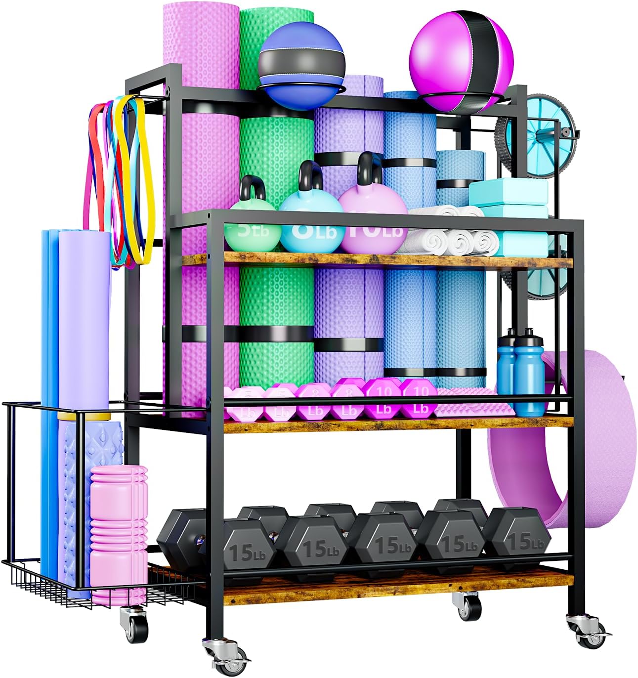 EasyCom Gym Organizer with Wheels - Max Storage