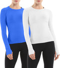 MathCat Seamless Workout Shirt for Women Long Sleeve Slim Fit - 2 Pack