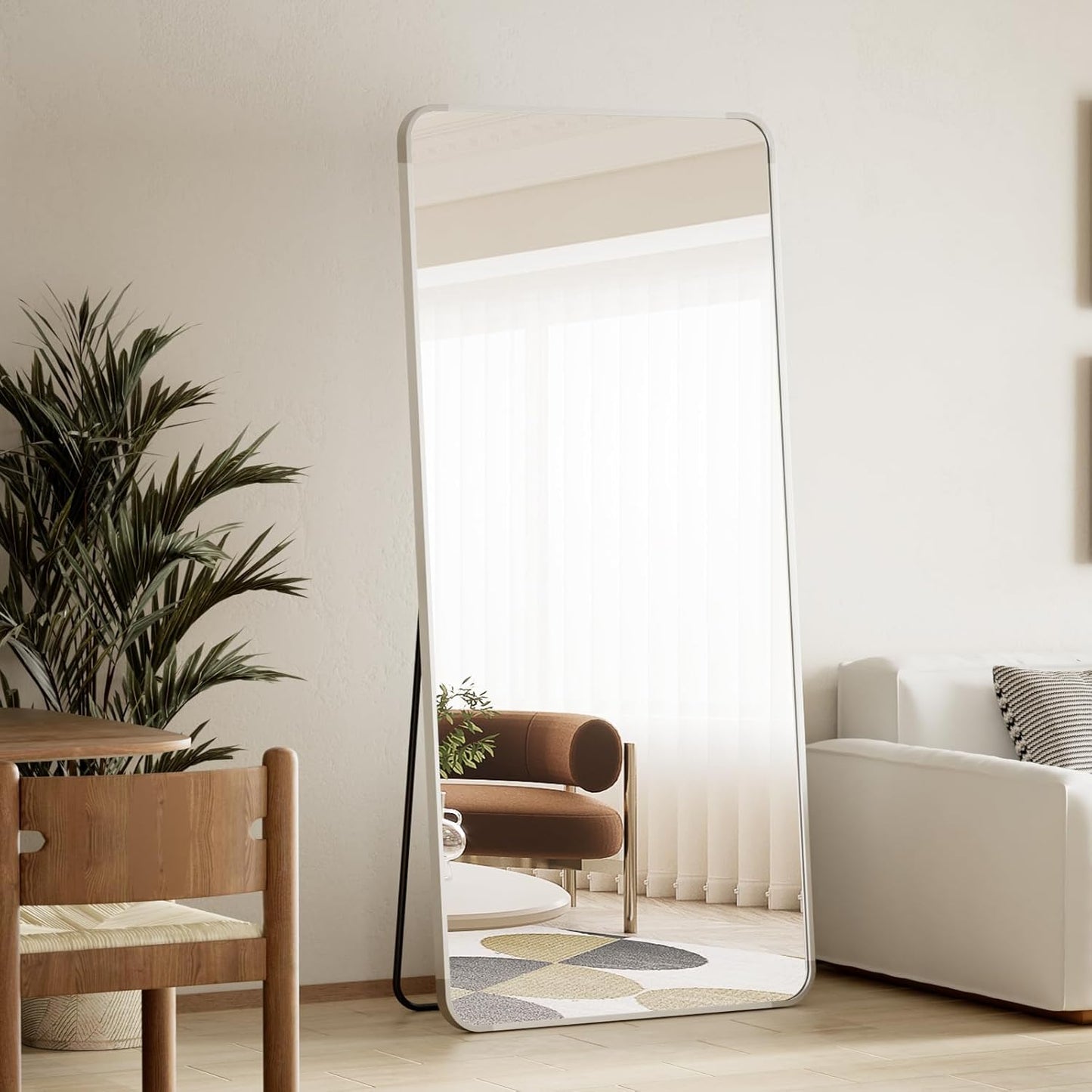 BEAUTYPEAK Silver Full Length Mirror for Bedroom and Dressing Room