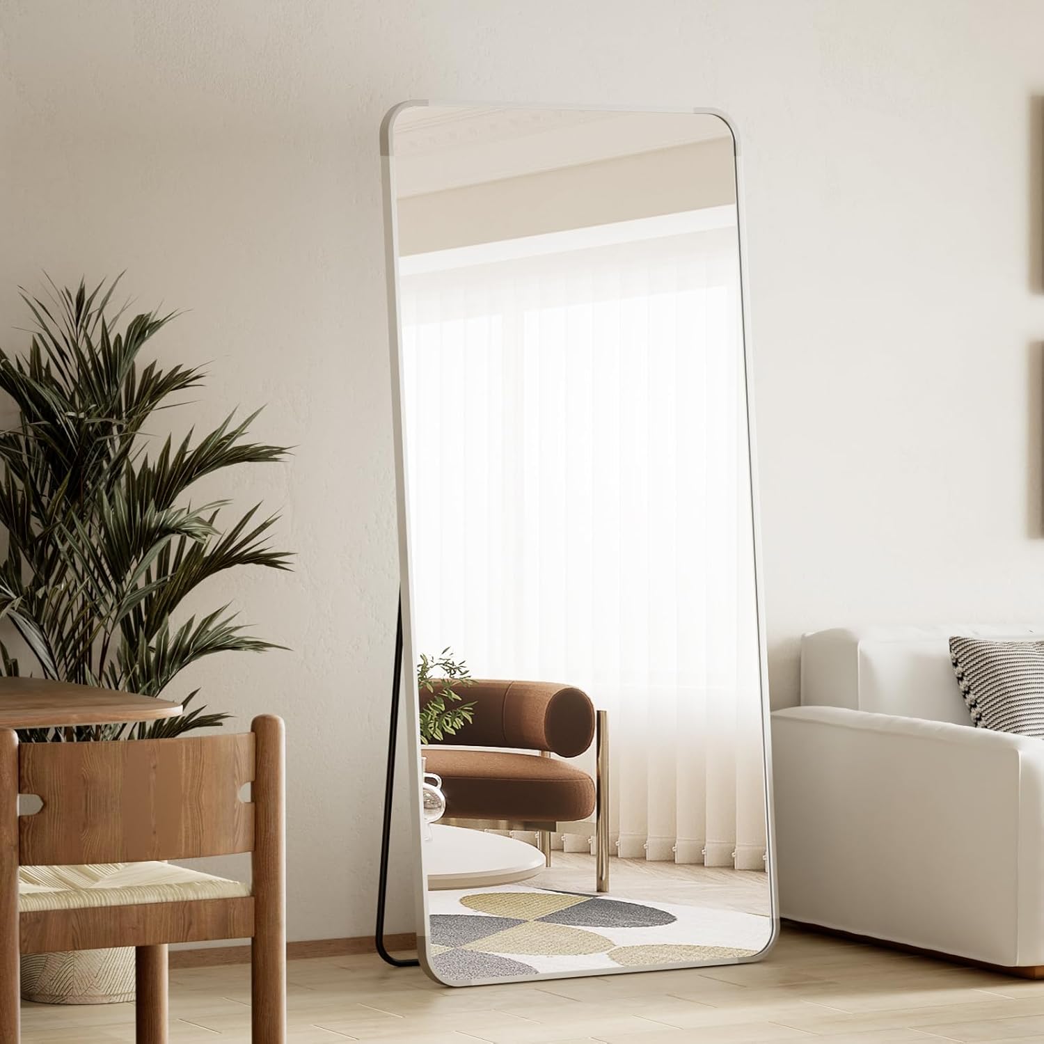 BEAUTYPEAK Silver Full Length Mirror for Bedroom and Dressing Room