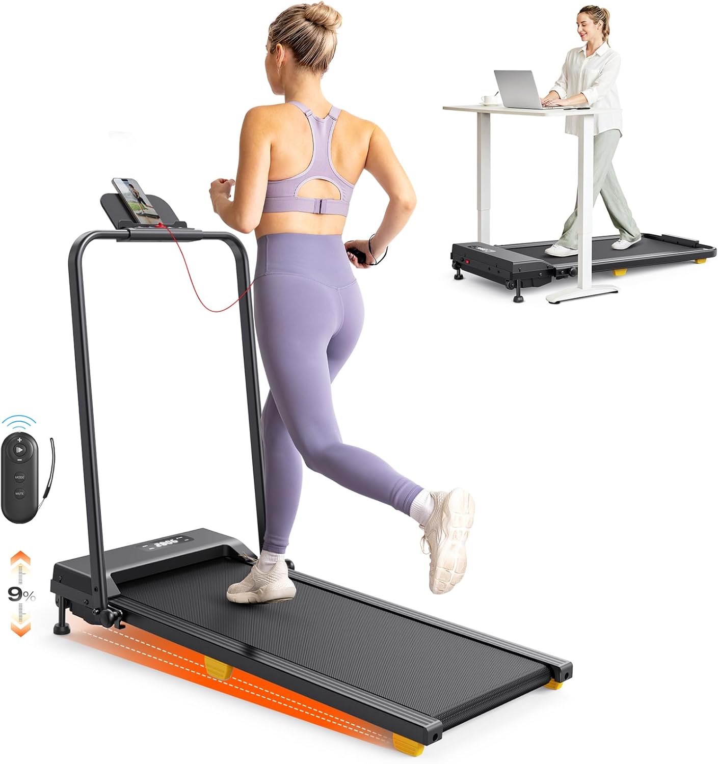 Walking Pad with 9% Incline for Home Office Workouts