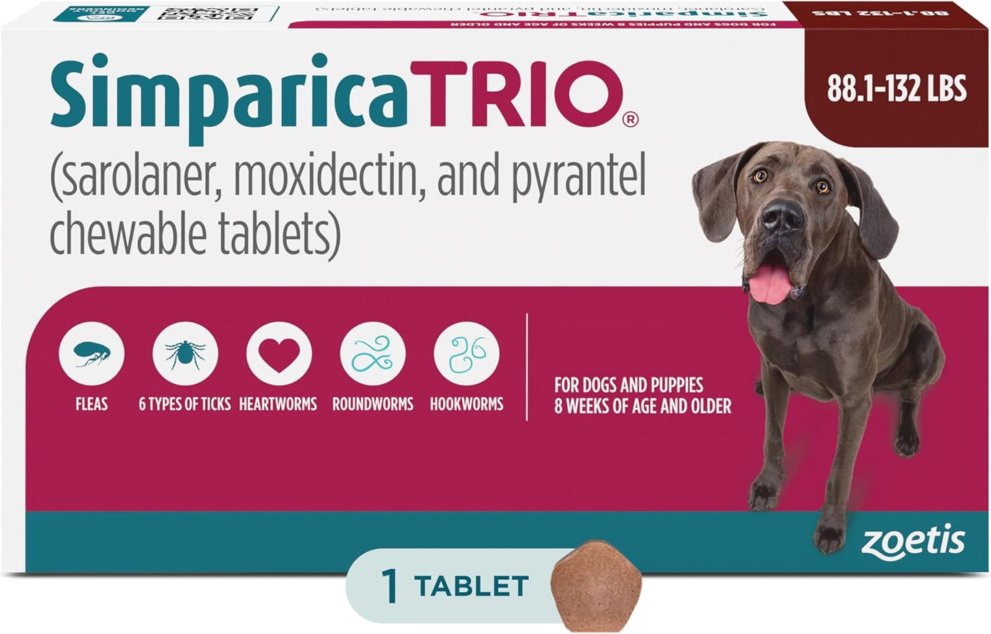 Simparica Trio Chewable Tablets for Dogs - Triple Parasite Protection