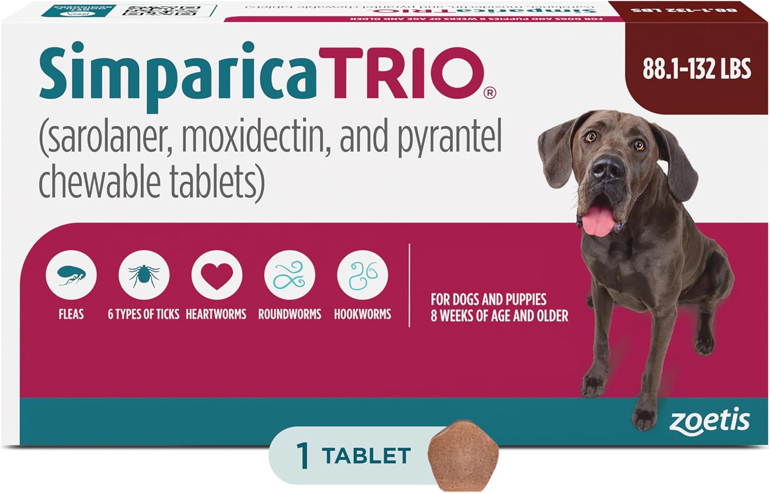 Simparica Trio Chewable Tablets for Dogs - Triple Parasite Protection