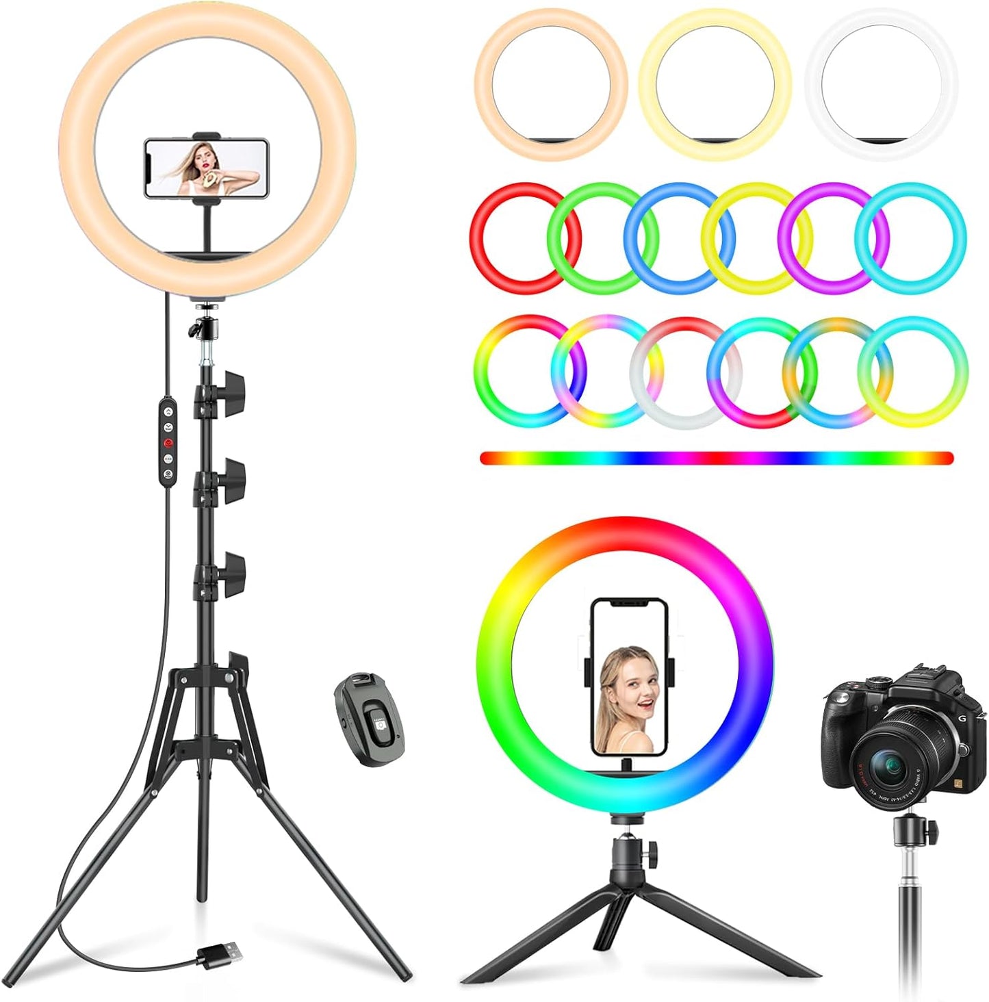 PEYOU 12in Ring Light with Tripod for YouTube and Makeup Use