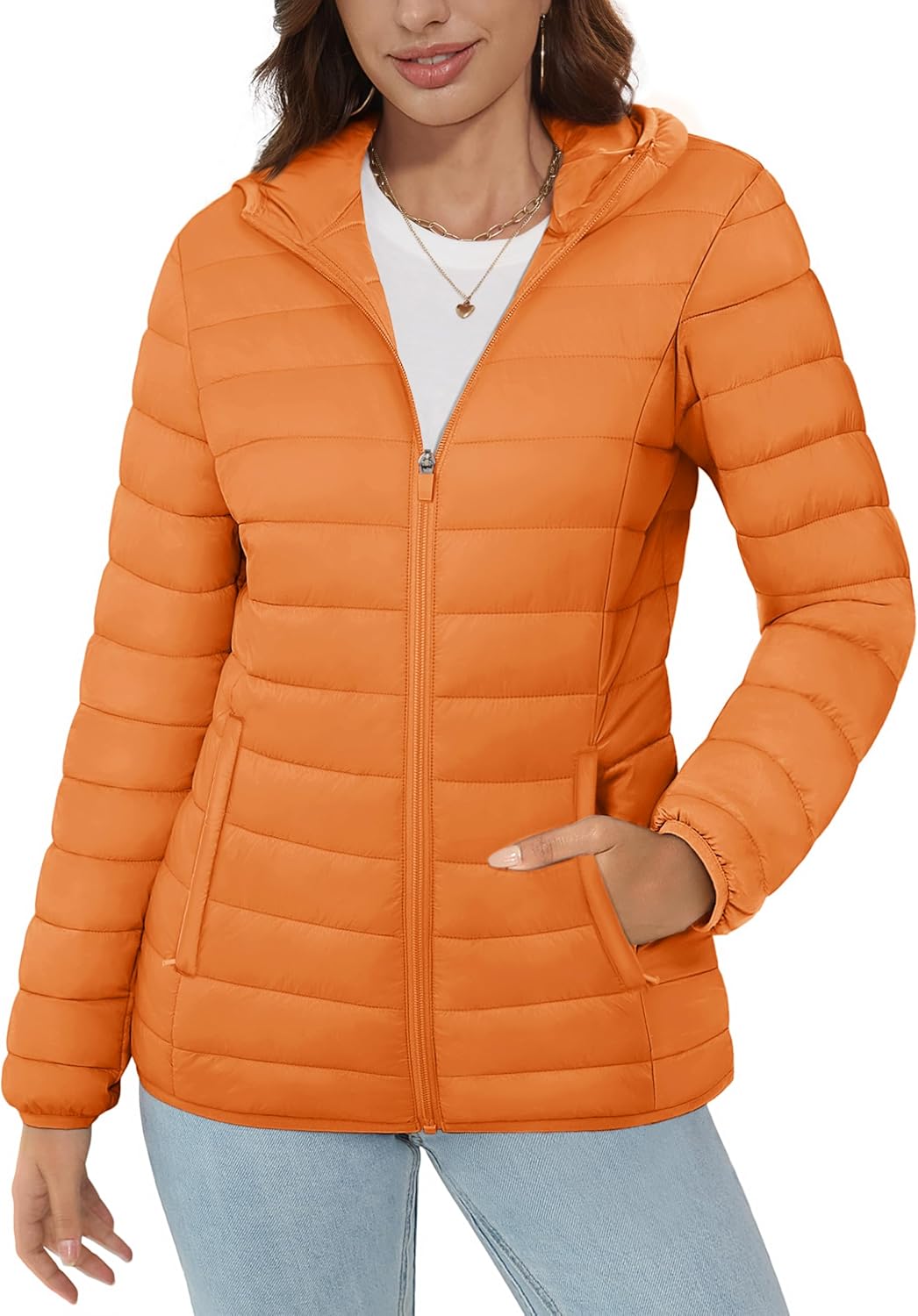 Lightweight Hooded Puffer Jacket for Women - Warm & Stylish