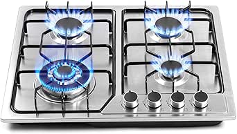 22x20 Built in Gas Cooktop with 4 Burners for Efficient Cooking