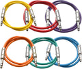 Seismic Audio TRS Patch Cables 2 ft Pack of 6 - Multi Color