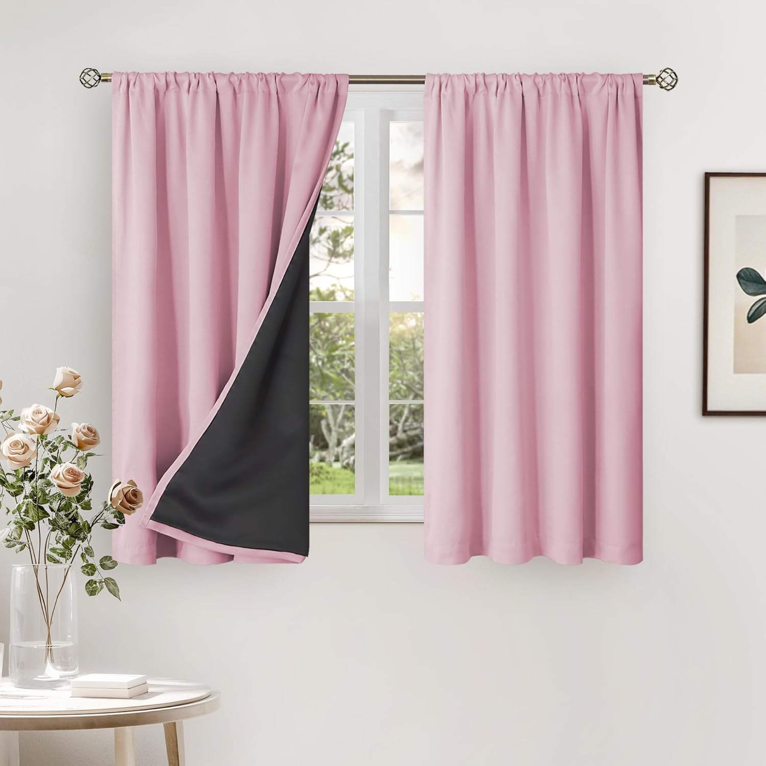 BGment Pink Blackout Curtains for Nursery - Full Room Darkening