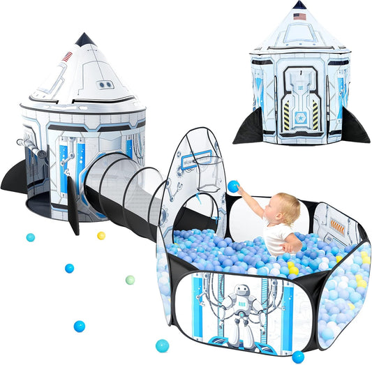 3-in-1 Rocket Ship Play Tent: Indoor-Outdoor Fun!