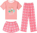 Arshiner Girls Pajama Set 3 Piece Short Sleeve Sleepwear (Style 93Z5)