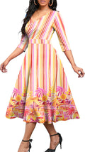 Nmoder Women's Casual Wrap Flared Midi Dress - Flattering (Style V6Y8)