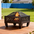 26 in Wood Burning Fire Pit with Grill and Spark Screen - Compact