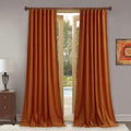 StangH Orange Velvet Curtains 96 in Panels - Luxury Room Darkening