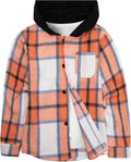 Boys Flannel Shirts Plaid Hoodie Button Down Long Sleeve - Warm