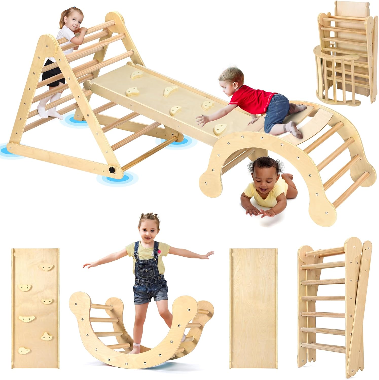 YOLEO Large Pikler Triangle Set for Fun Indoor Climbing Play