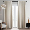 Topfinel Beige Linen Blackout Curtains 84 in - Total Light Block