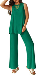 Women's 2 Piece Lounge Set - Lightweight Summer Tank & Wide Leg Pants