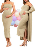 Chic Maternity Dress with Cardigan Set Perfect for Baby Showers