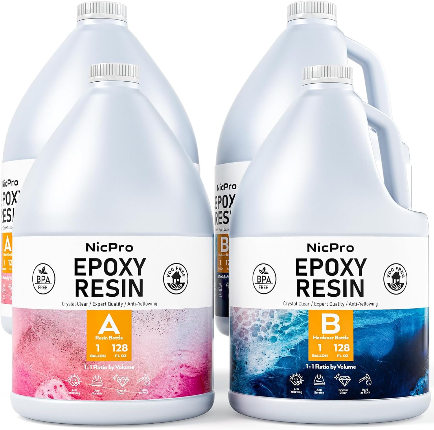 Nicpro 4 Gallon Crystal Clear Epoxy Resin Kit for DIY Projects