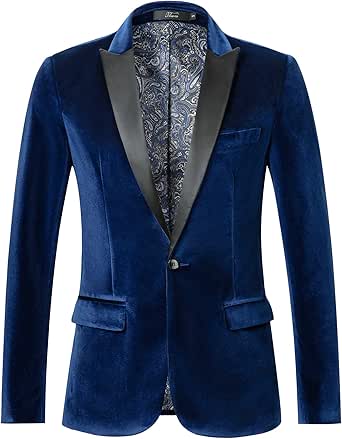 THWEI Mens Velvet Blazer Slim Fit Sport Coat for Any Occasion