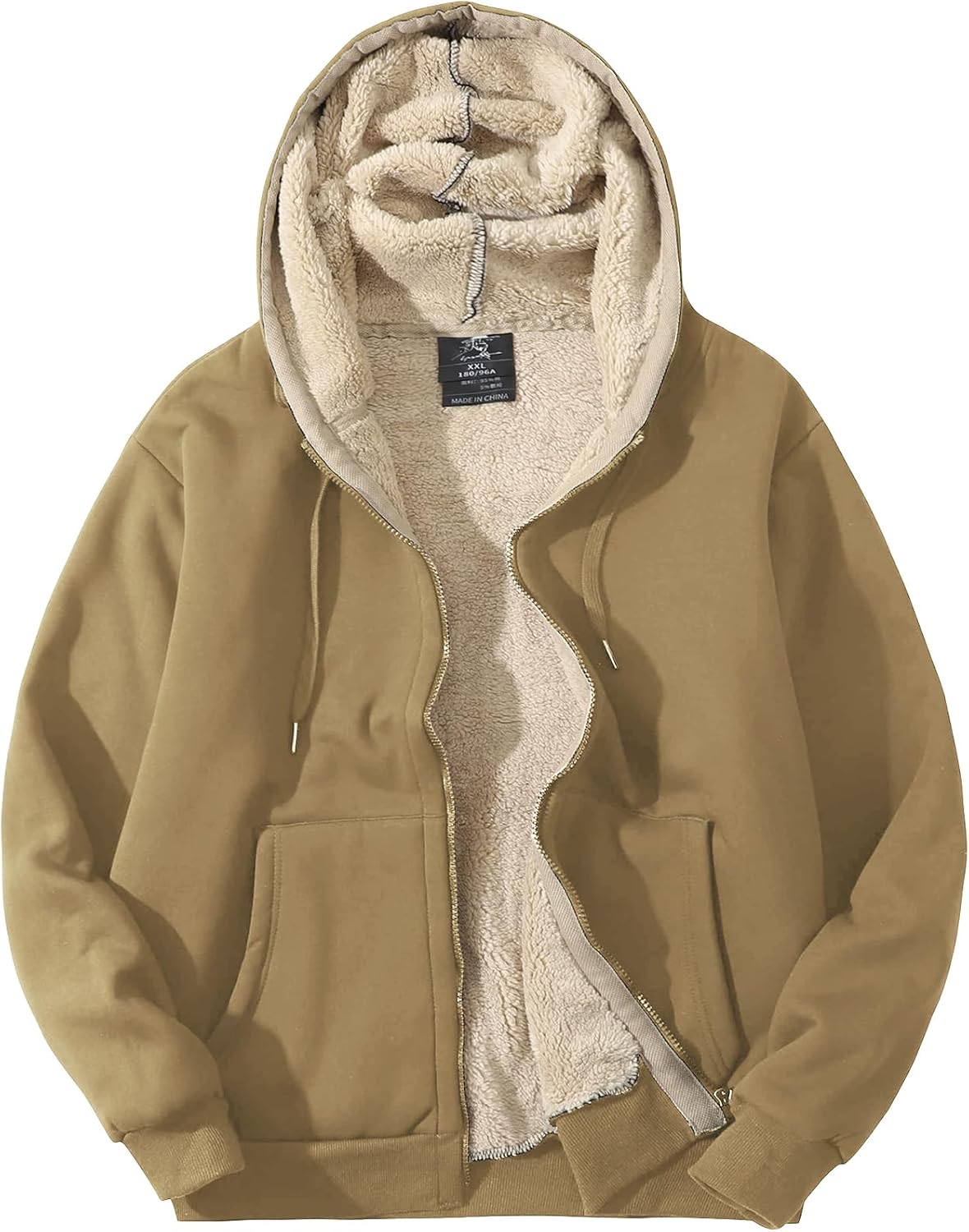 Flygo Men's Sherpa Hoodie Jacket for Ultimate Winter Warmth