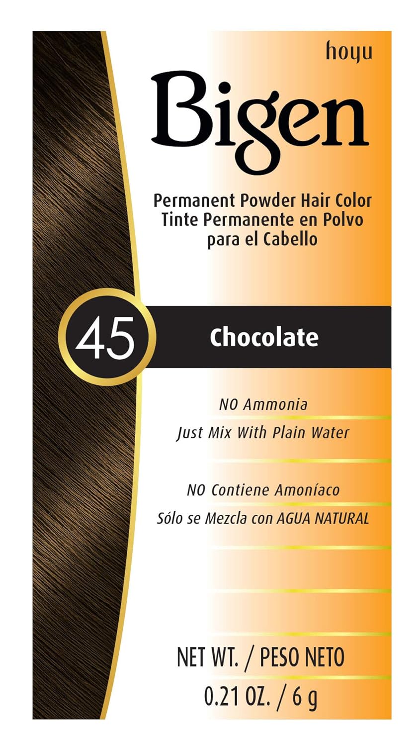 Bigen #45 Chocolate Permanent Powder for Gray Hair Coverage