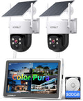 Solar Powered Security Camera System with 10in Monitor and 2K Clarity