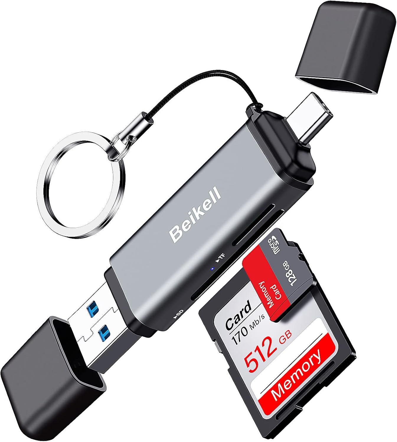 Beikell Dual USB 3.0/USB C SD Card Reader - MacBook Pro/Air/iPad Pro Compatible