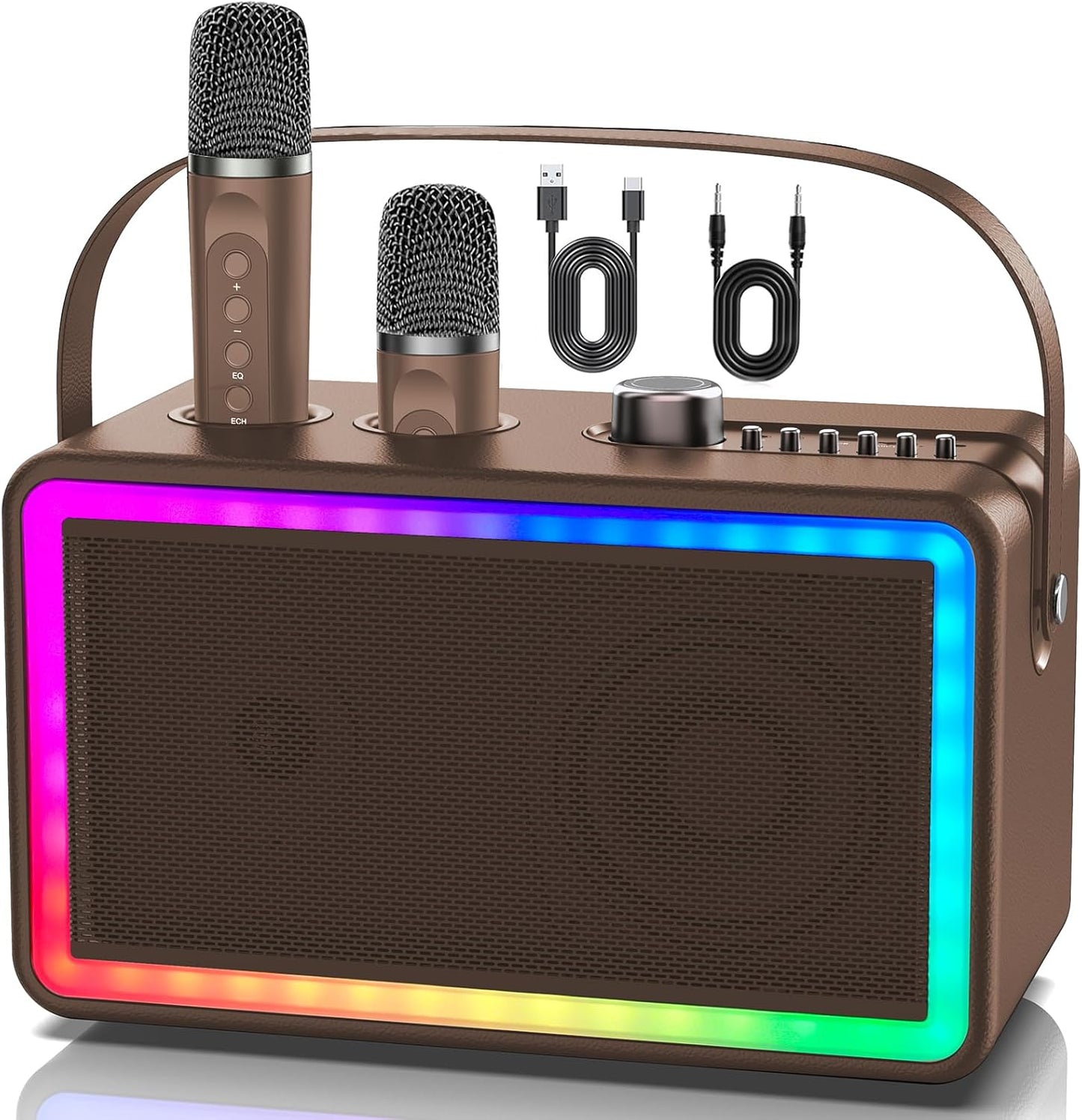 Wireless Karaoke Speaker Duo with LED Lights
