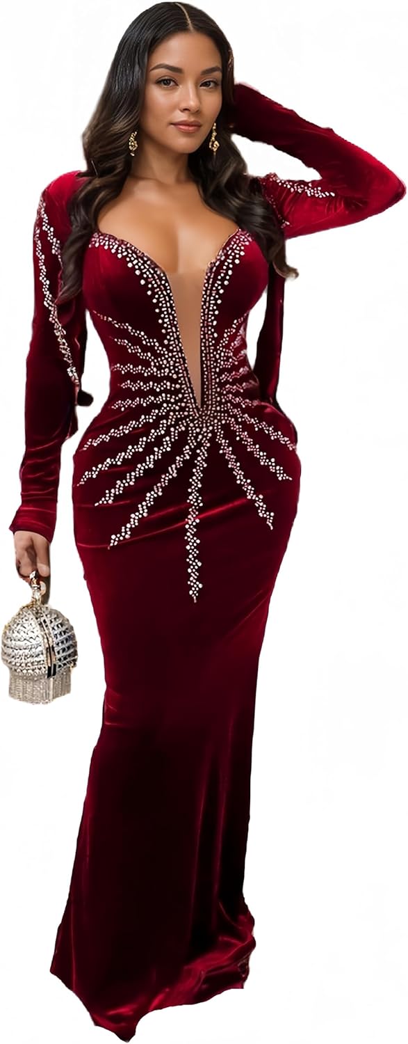 Rhinestone Embellished Formal Gowns for Women 2025 Collection
