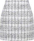 Womens High Waist Plaid Skirt Bodycon Pencil Wool Mini (Style 5MQW)