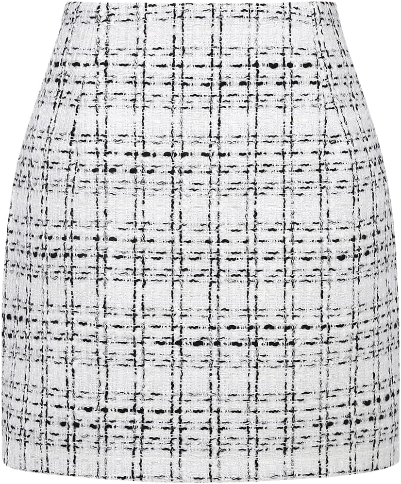 High Waist Plaid Skirt for Women - Bodycon Wool Mini Style
