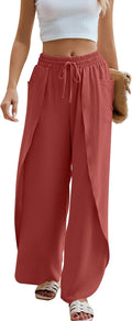 BMJL Womens Wide Leg Summer Pants Flowy Side Split Palazzo