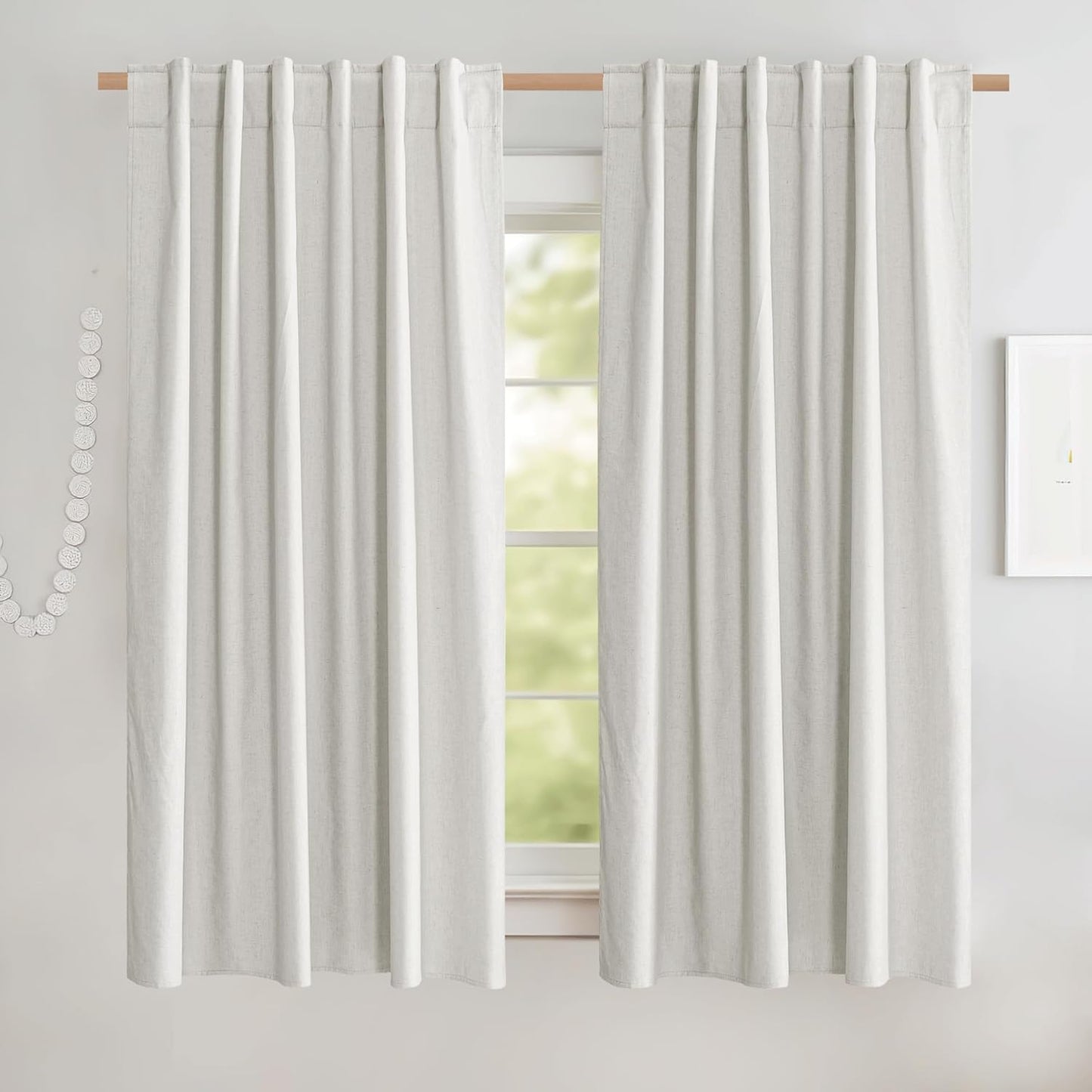 NICETOWN 100% Blackout Linen Curtains for Farmhouse Style Decor