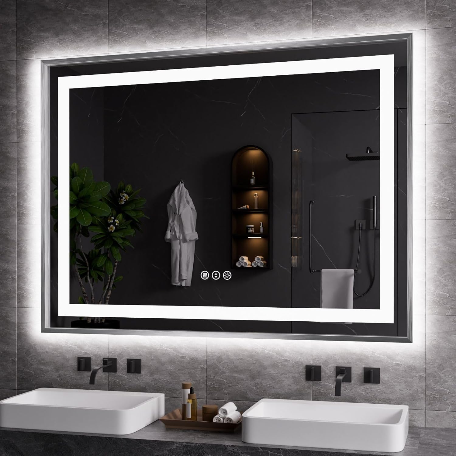 Amorho 48X36 LED Bathroom Mirror with Front Light and Backlit