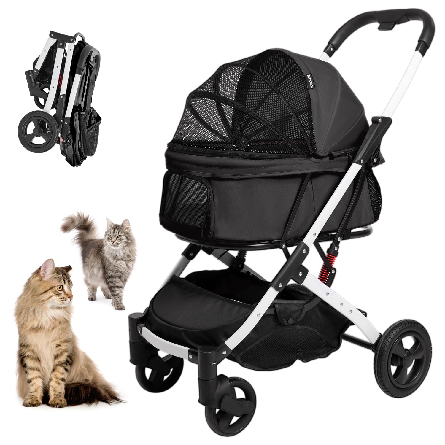 Pet Stroller for Medium Small Dog & Cat - Foldable Lightweight