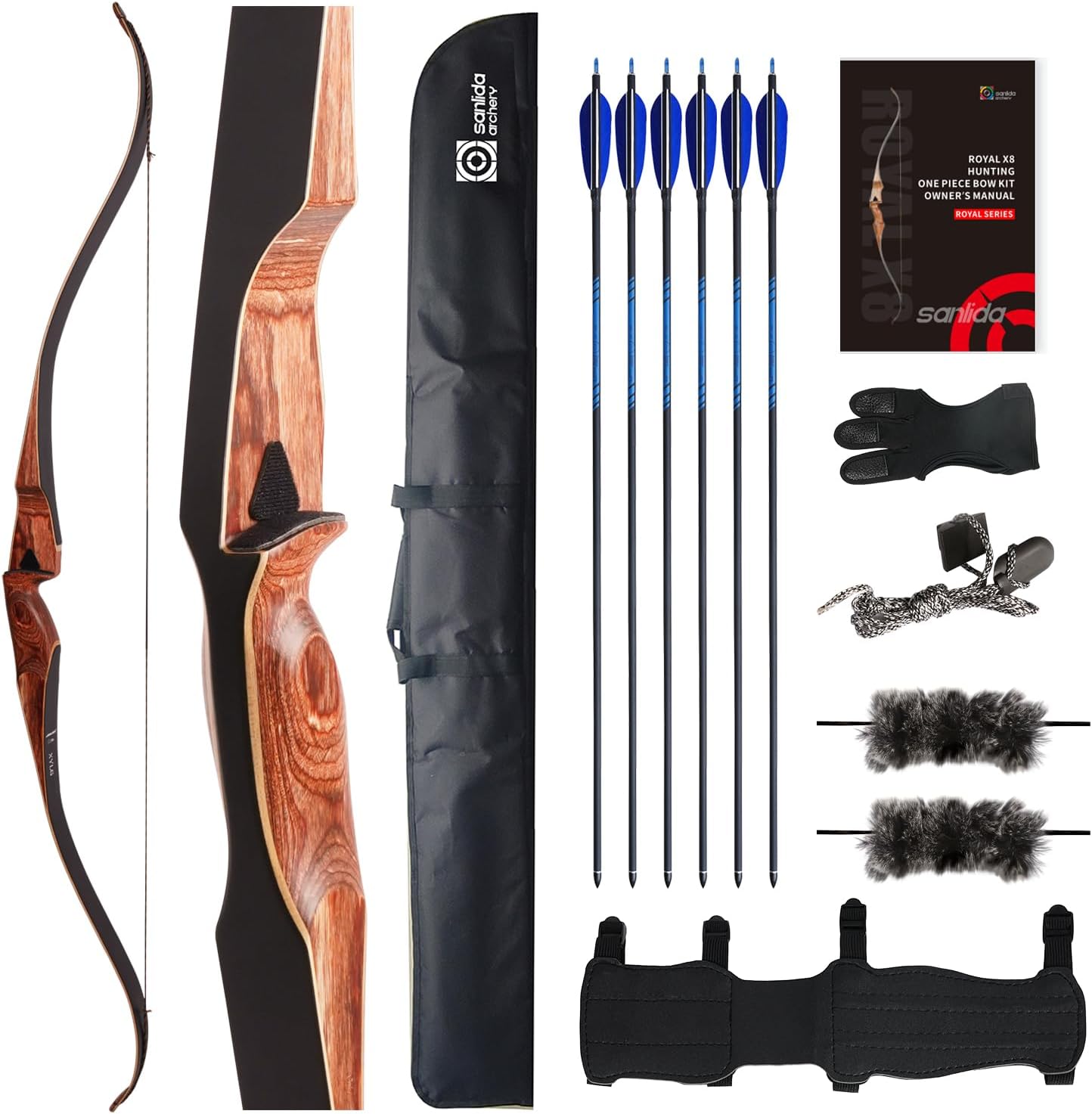 Sanlida Archery 60in Royal X8 One-Piece Bow for Traditional Hunters