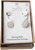 Leverback Earrings For Women - Minimalist Hammered Disc Austin