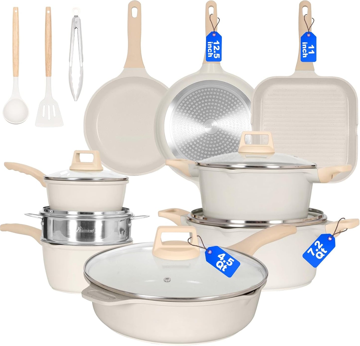 Romswi 23pcs Non Stick Cookware Set for Healthy Cooking