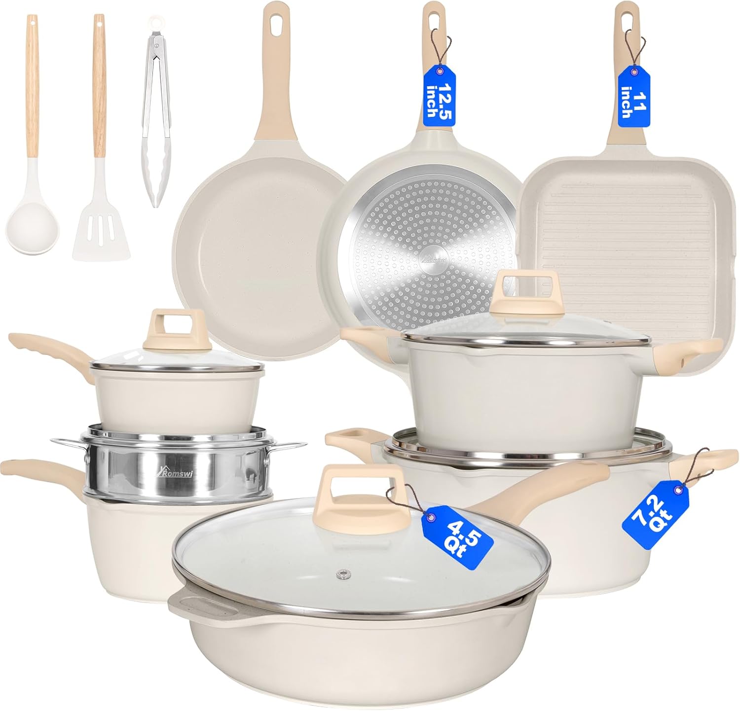 Romswi 23pcs Non Stick Cookware Set for Healthy Cooking