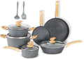 DishDelight Induction Pots and Pans Set, 12 Piece Granite Cookware