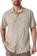 linlon Safari Shirt Men Short Sleeve UPF 50 Sun Protection - Quick Dry