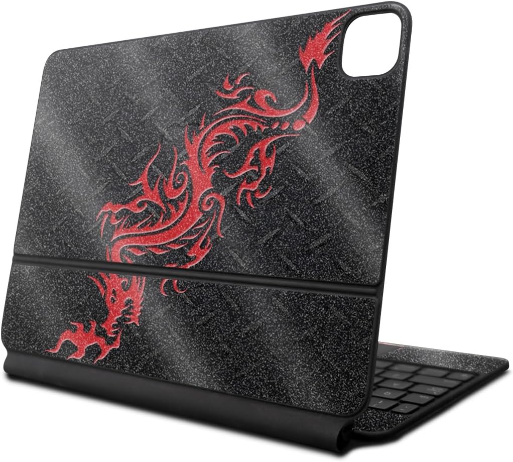 Glossy Glitter Skin for Apple Magic Keyboard - Red Dragon Style
