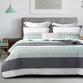 Striped Quilt Set Queen Size 3Pcs - Lightweight All-Season Coverlet