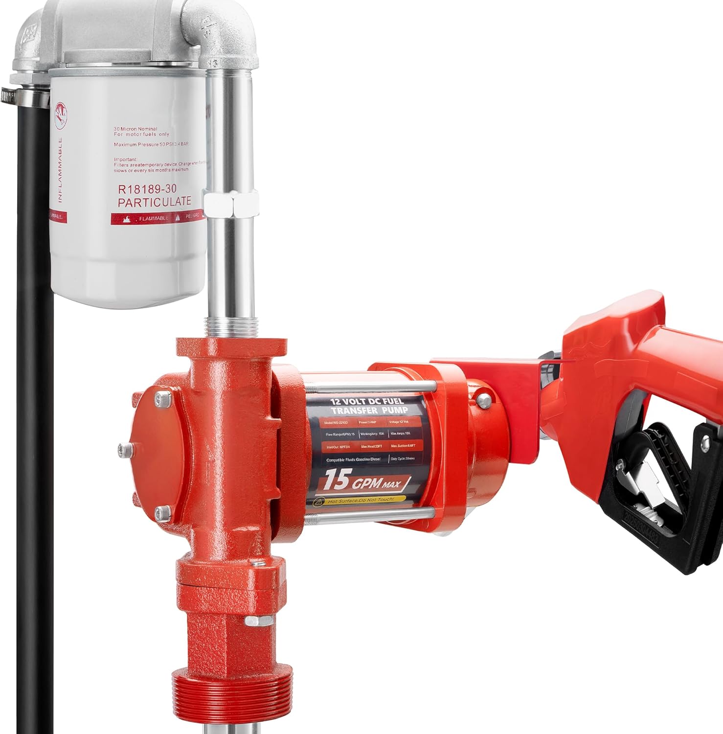 12V 15 GPM Fuel Transfer Pump for Gasoline and Diesel Use