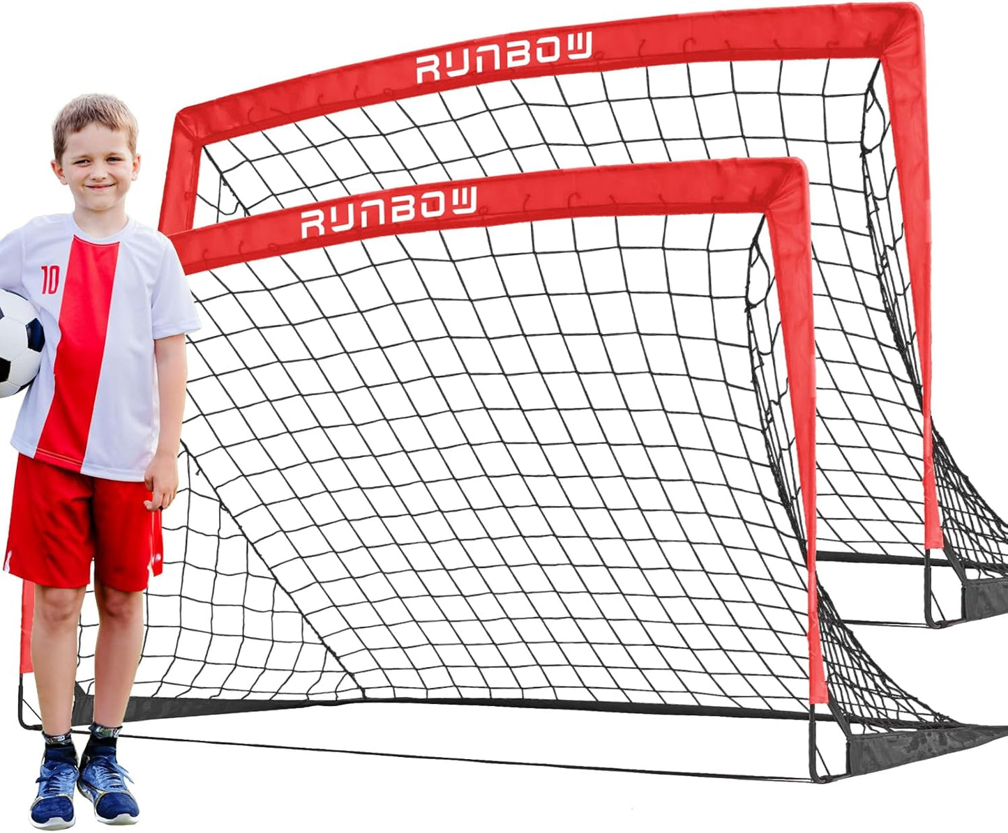 RUNBOW 5x3 ft Portable Kids Soccer Goal for Backyard Fun