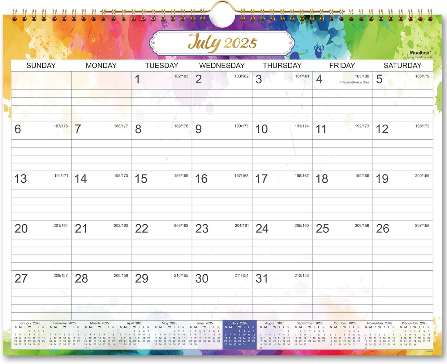 2025-2026 Monthly Wall Calendar 15x11.5 in. - Twin-Wire, Julian Dates - Stay Organized in Style!